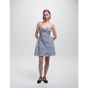 NEW KIKA VARGAS rossy dress in blue leopard twill